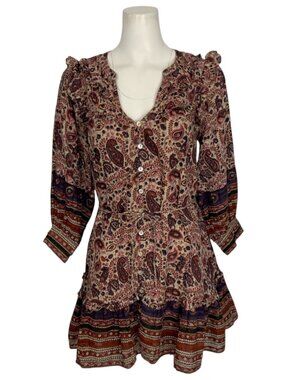 Cleobella Reign Mini Dress XS Laurel Block Print